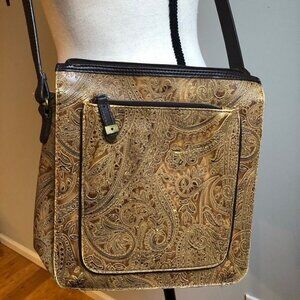 Vintage Brown Paisley Relic Quality by Fossil Handbag/Crossbody with Zipper clos